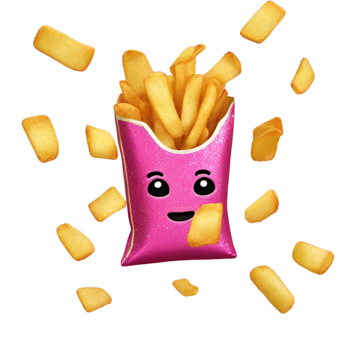 Pink hot chips with glitter  emoji
