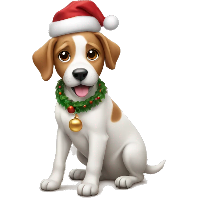 Dog with christmas emoji