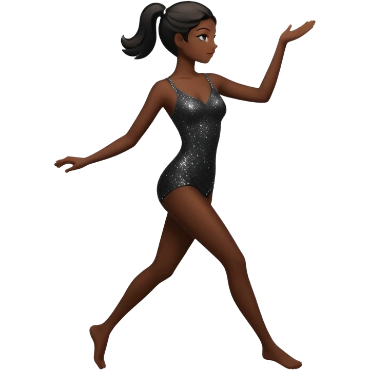 female silhouette in motion with sparkles emoji