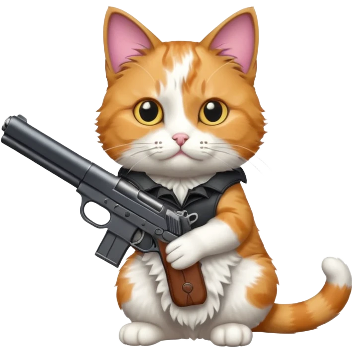 a cat with a gun emoji