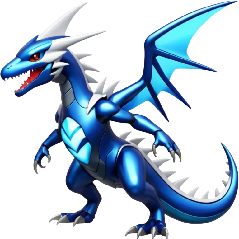 Shiny futuristic Cyber-Kyurem-Garchomp-Latios-Lugia-Fakémon-hybrid-creature (full body)  emoji
