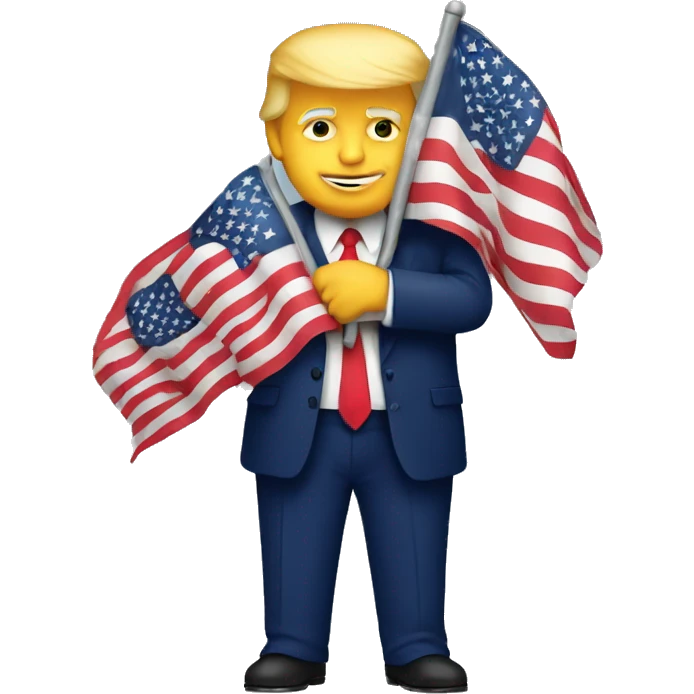 Donald Trump hugging a flag emoji
