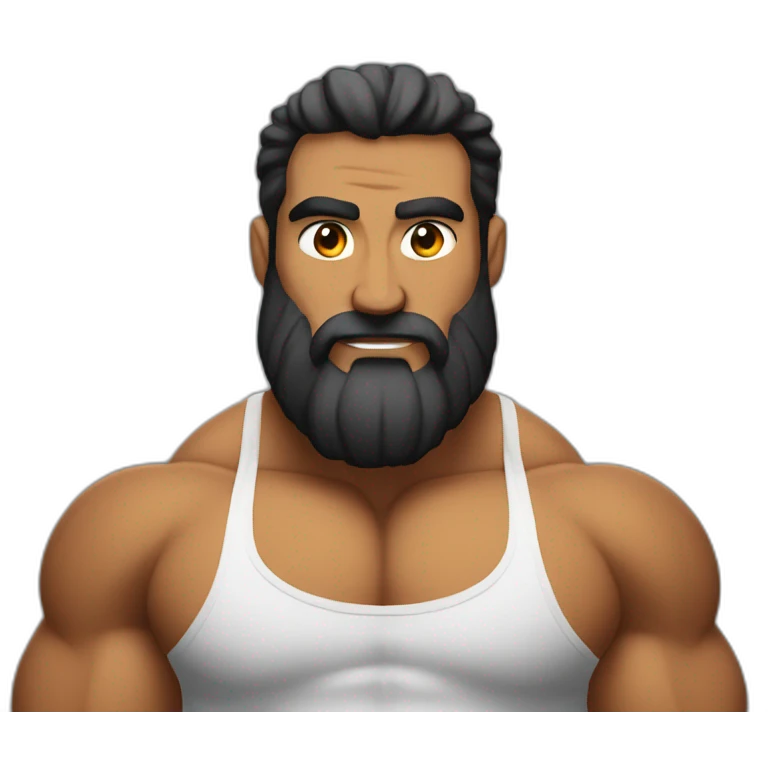 Bodybuilder pelo castaño no barba emoji