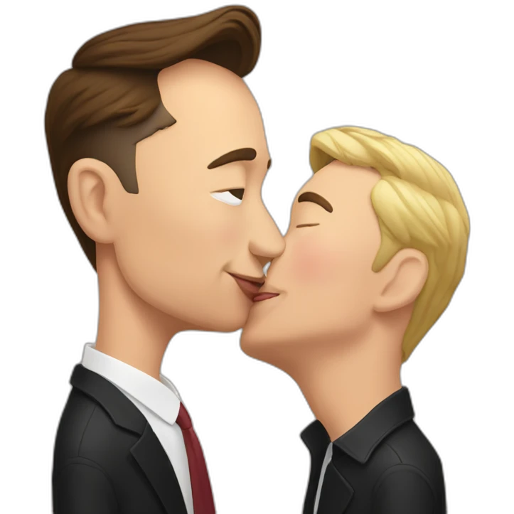 Elon Musk kissing Elon musk emoji