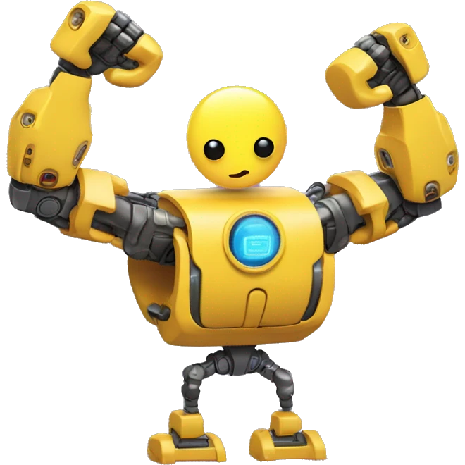 Flexing yellow robotic bicep and forearm with shocks and circuits emoji