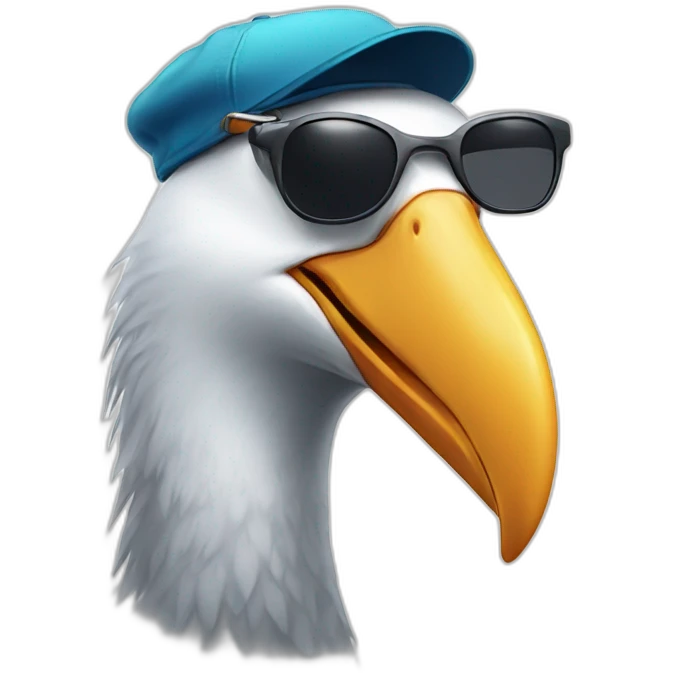 Albatross with sunglasses and a cap emoji