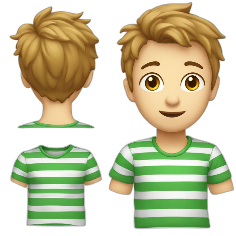 Jongen met verticale groen witte gestreept shirt emoji