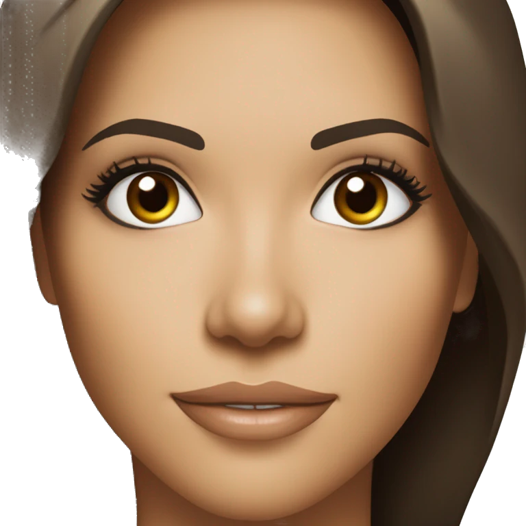 3/4 face, contrasted, shadow, light, Eva Longoria expression, wink, thin nose, brunette woman, hazel eyes, long eyelashes, dark shoulder shaded hair, white t-shirt emoji