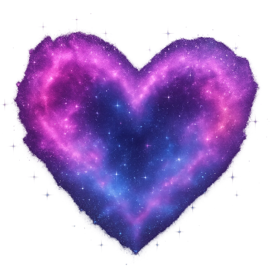 a heart made of cosmic dust and stardust, glowing with pink and blue nebula clouds emoji