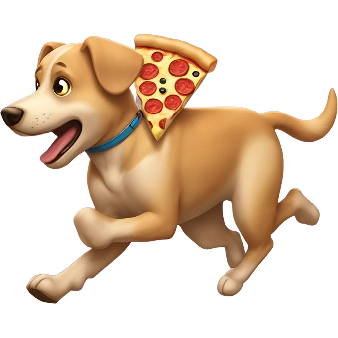 Perro corriendo y comiendo pizza emoji