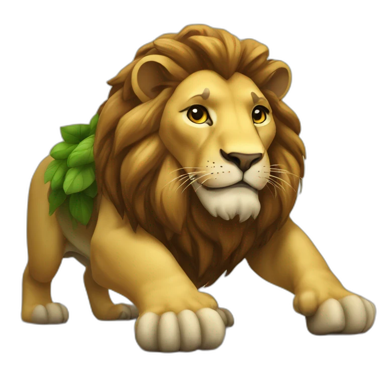 Lion sur tortue emoji