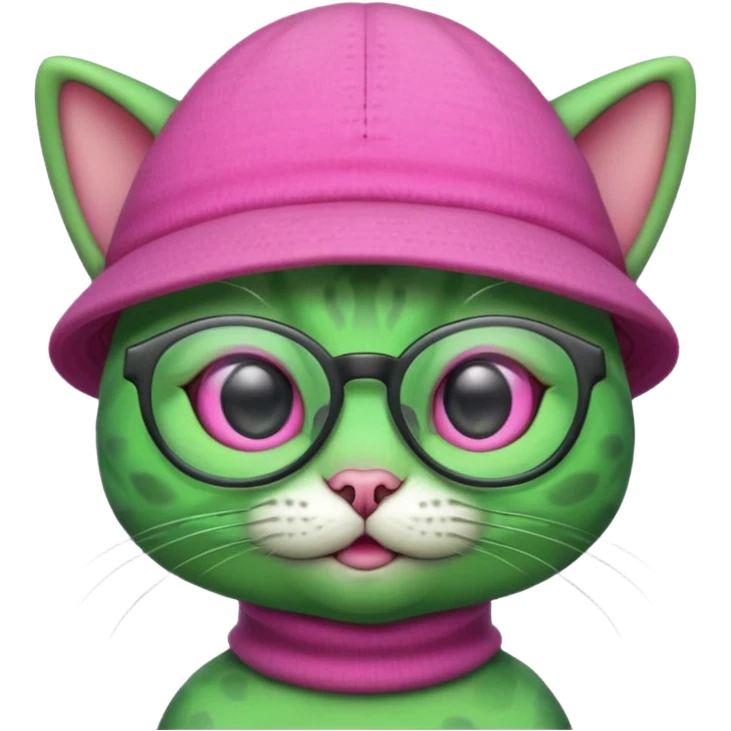 alien cat with pink hat  and spectacles emoji