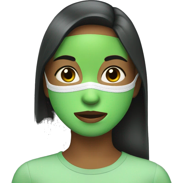 A girl wearing a green face mask emoji
