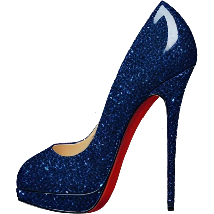 Realistic pair of navy glitter Louboutin high heel shoes. emoji