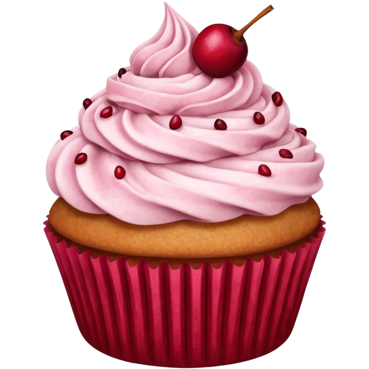 Cranberry cupcake with cinnamon dusted emoji