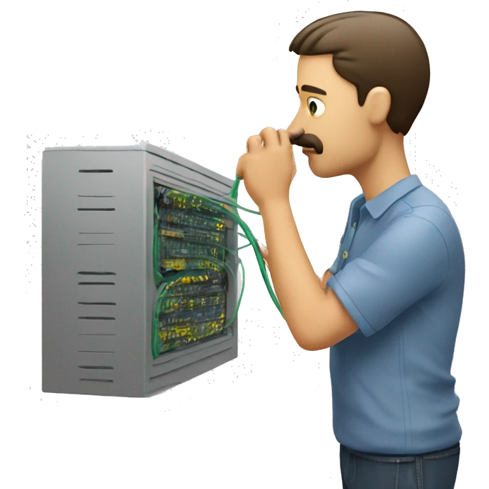 a man sniffing an ethernet wire emoji