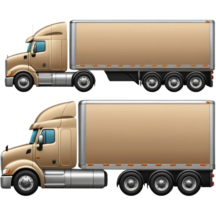 tan semi truck and trailer, side view emoji