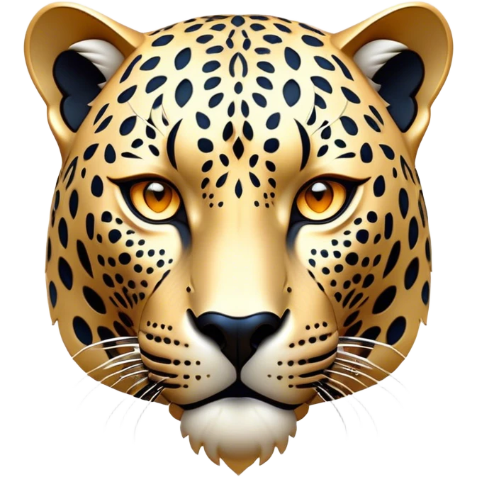 Cinematic Noble Jaguar Portrait Emoji, Poised and elegant, with a sleek, muscular build adorned with striking rosette patterns and intense, focused eyes, Simplified yet sharp and sophisticated features, highly detailed, glowing with a soft, wild luminescence, high shine, intelligent and graceful, stylized with an air of untamed nobility, focused and alert, soft glowing outline, capturing the essence of a watchful guardian that feels as though it could step out of the screen with effortless authority! emoji