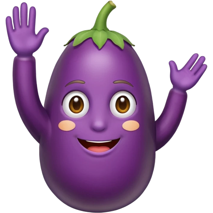 Eggplant waving hi emoji