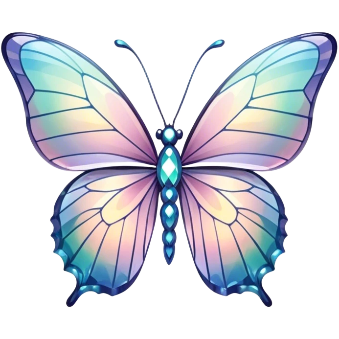 Pastel sparkly iridescent glass crystal butterfly emoji
