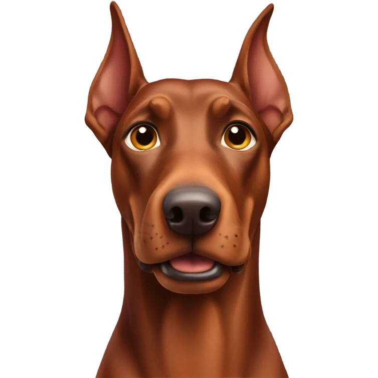 Red Doberman without cropped ears face facing front happy expression  emoji