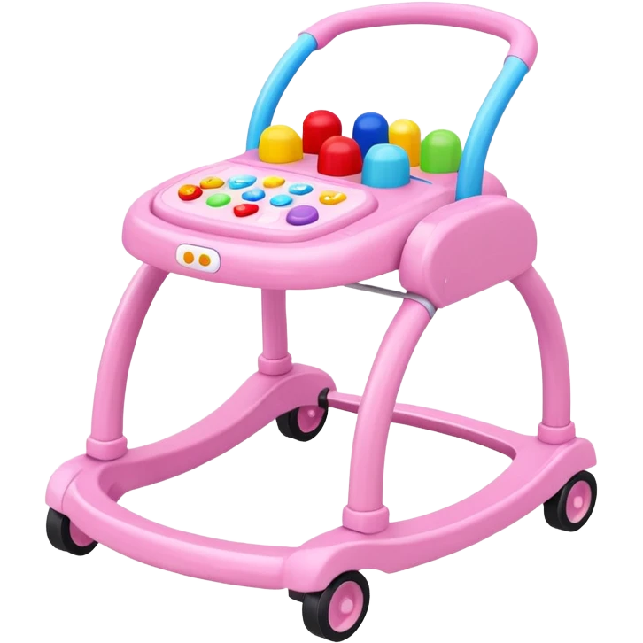 pink baby walker with toys on it emoji
