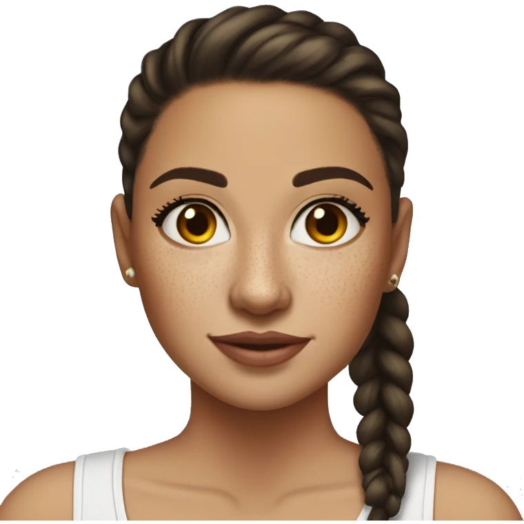 light colored freckles short girl. plus size brunette pony tail Latina skinny ankles emoji