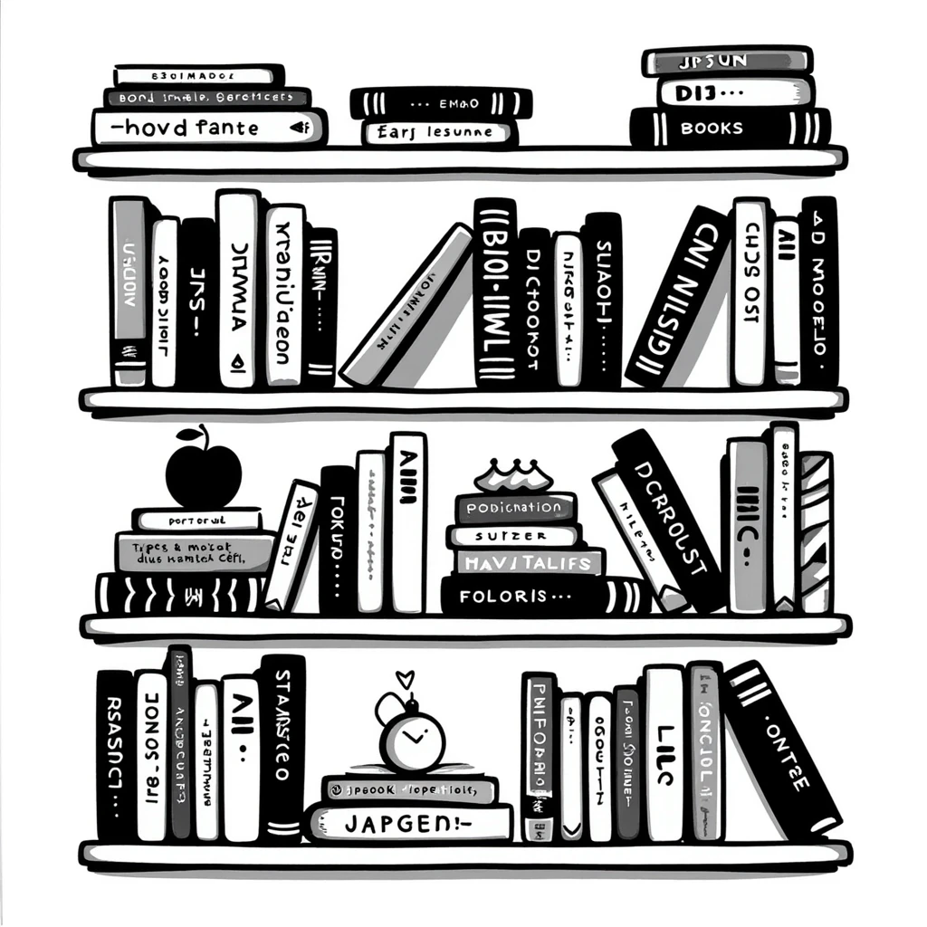 A bookshelf filled with various books emoji