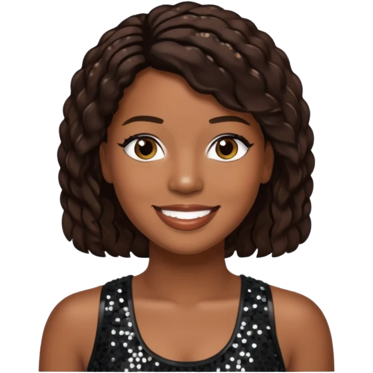 Tank, R&B Singer with dark brown hair, black sequin outfit emoji