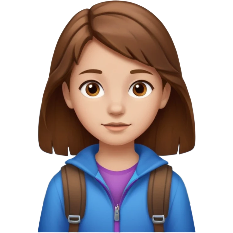 a 12 year old girl with mountains emoji