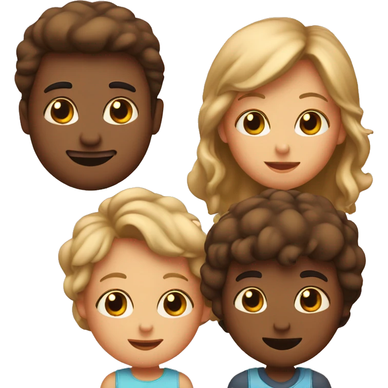 2 boys and a girl and mom and dad  emoji