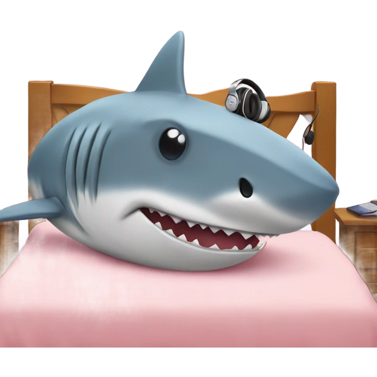 shark in bed with headphones emoji
