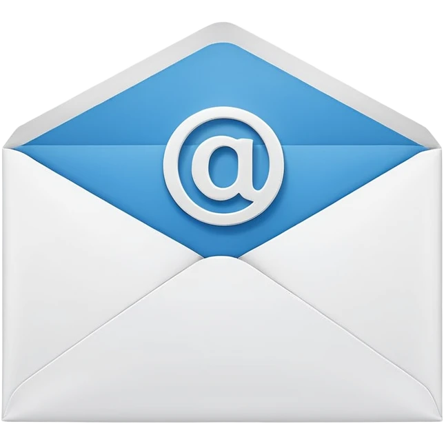 Emoji-style illustration of an envelope with a small info ‘i’ symbol on it, representing ‘Contact Us’. Bright, modern, minimal style emoji