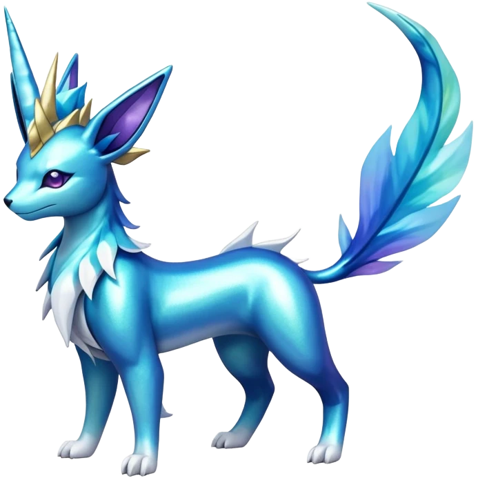 Shiny Colorful Iridescent Cobalion-Suicune-Vaporeon-fakemon (full body) emoji