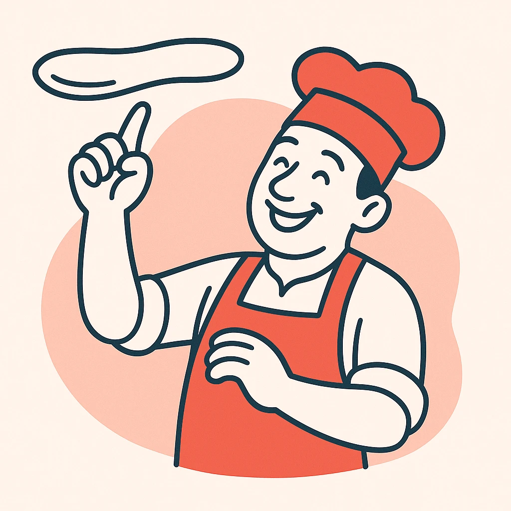 smiling Italian chef spinning pizza dough emoji