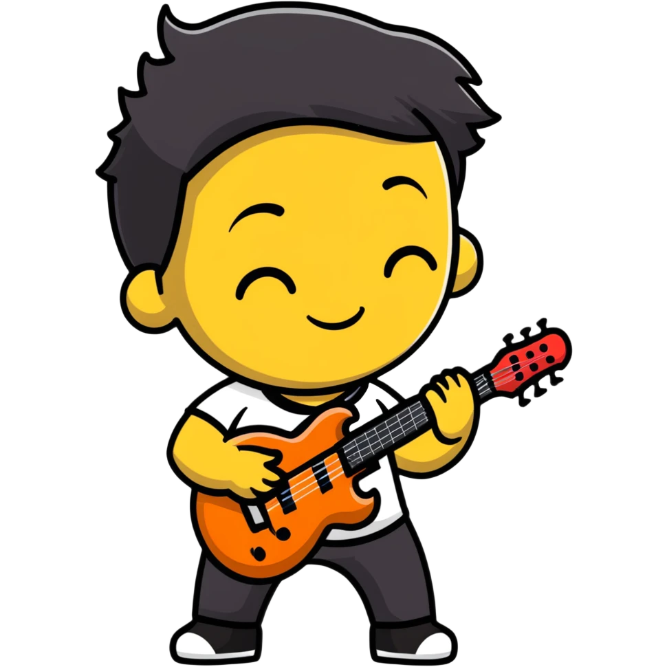 Musician's head and shoulders only, confident facial expression with half-closed eyes, subtle knowing smile, rockstar appearance, contemplating future success, no instruments emoji