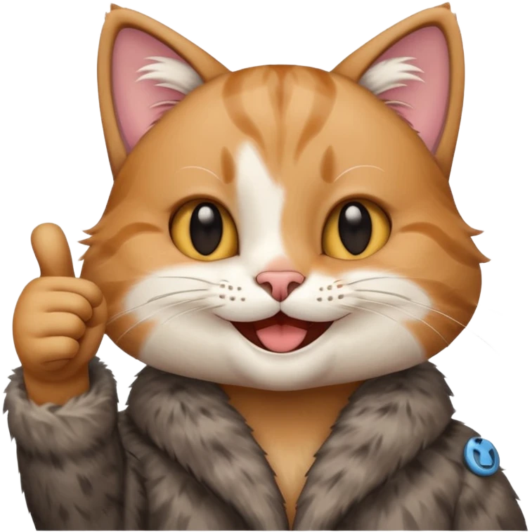 Cat smiling and giving thumbs up emoji