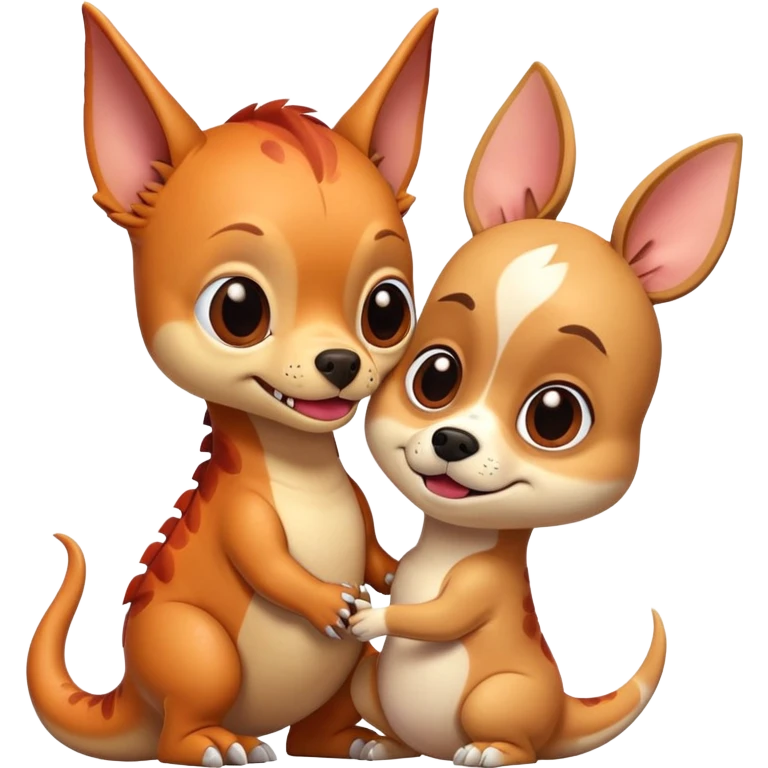 A trex and chihuahua love emoji