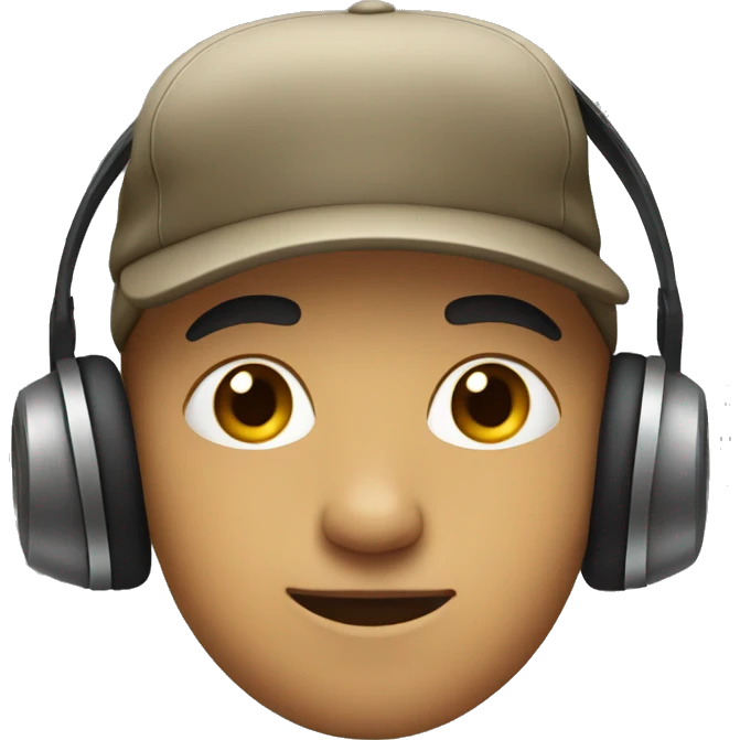 A boy wearing cap and headphones  emoji
