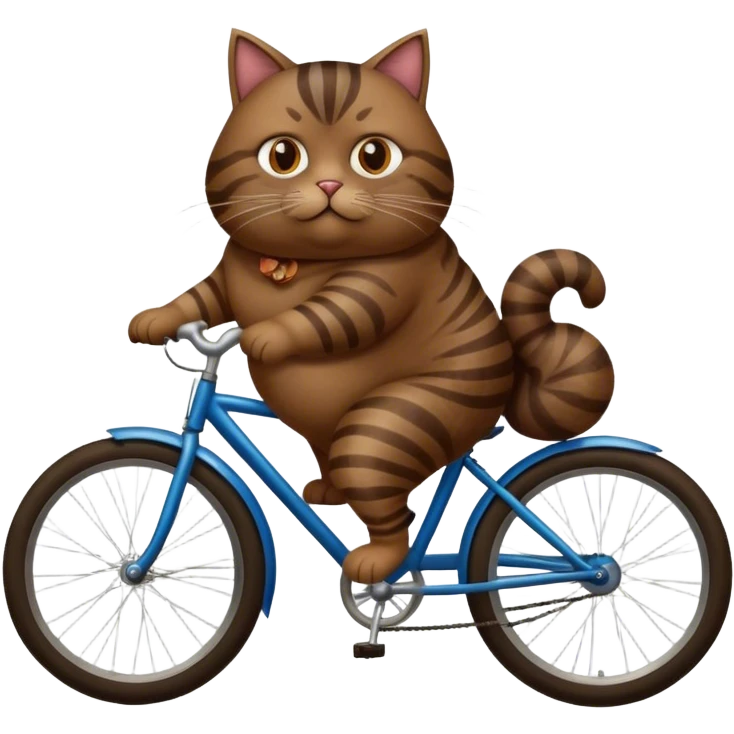 Fat dark tabby riding a bike emoji