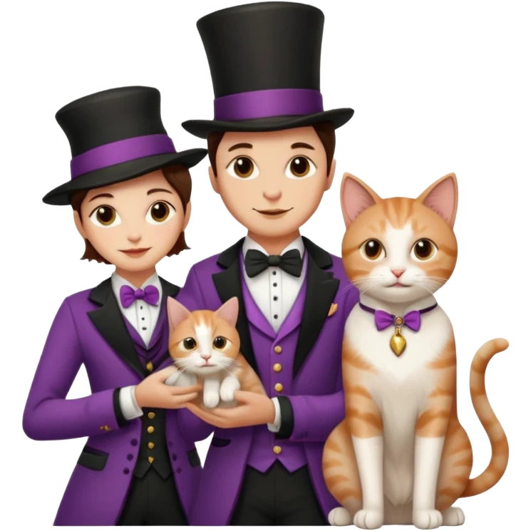 magician couple and their pet cat emoji