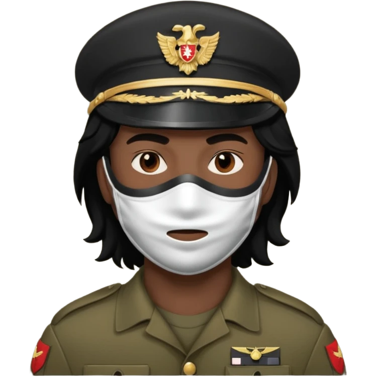 man soldier with black hair and wearing mask emoji
