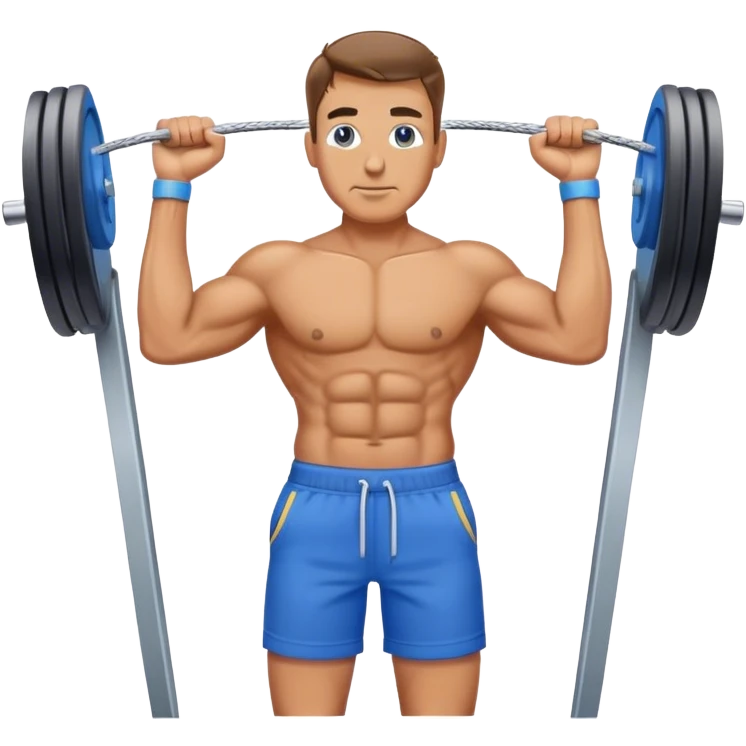 standing fit man with blue shorts cable-machine exercise emoji