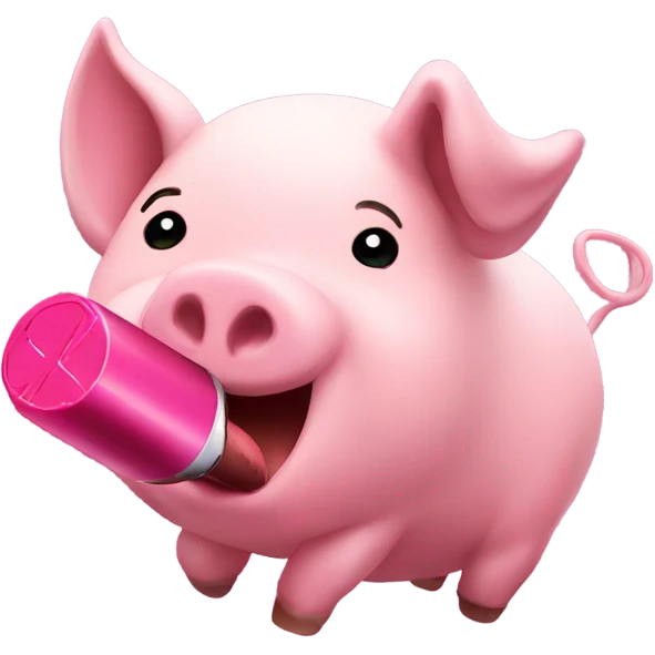 Lipstick on a flying pig emoji