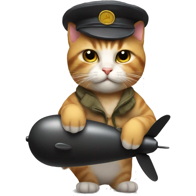 Cat with propeller hat on and bomb in hand  emoji