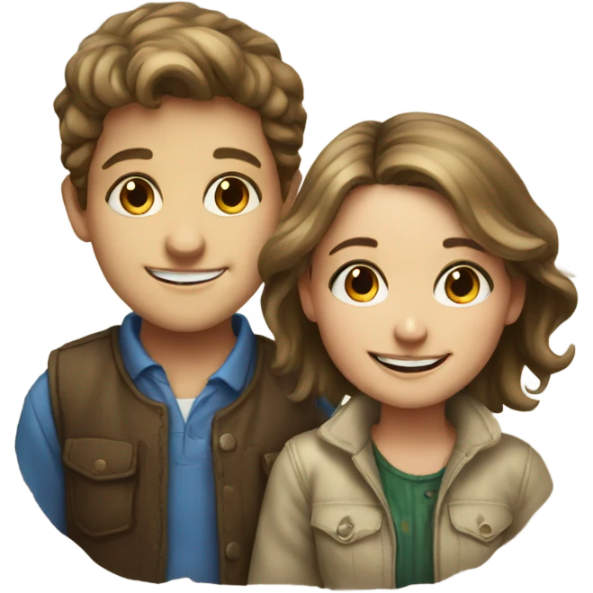 smiling girl and boy portrait emoji