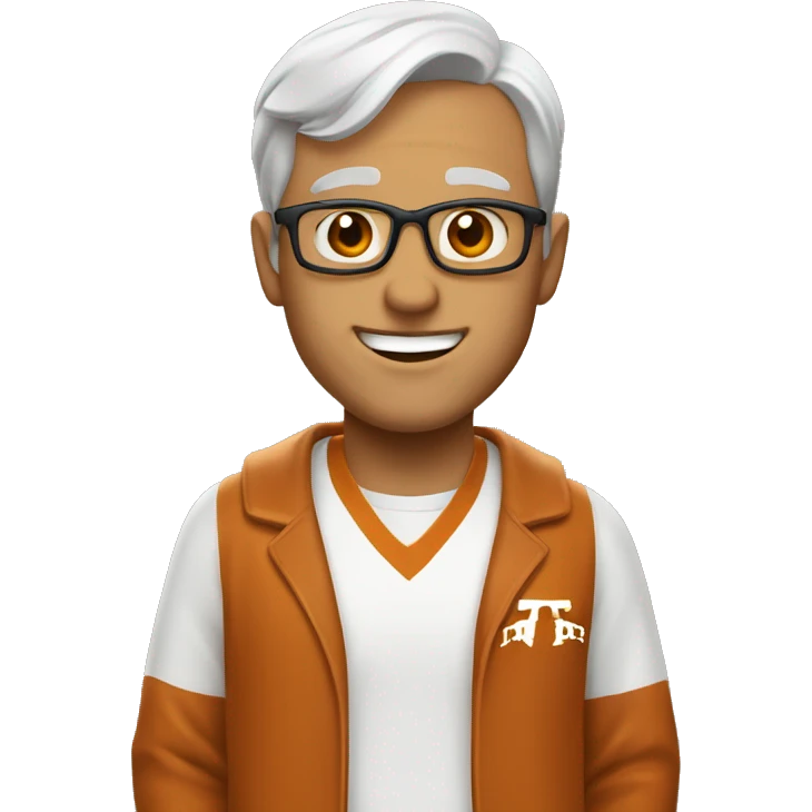 White man in University of Texas Longhorn clothes emoji