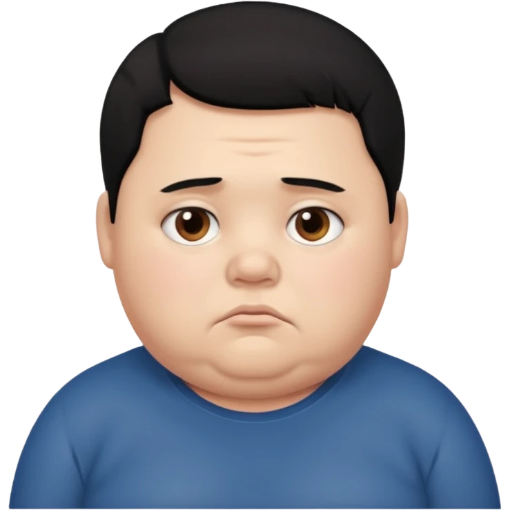 a fat boy with black hair looking sad emoji