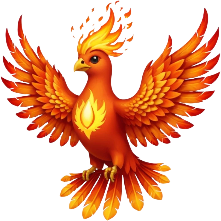 Phoenix force from marvel in a shape of flame bird face to screen with spread wings emoji