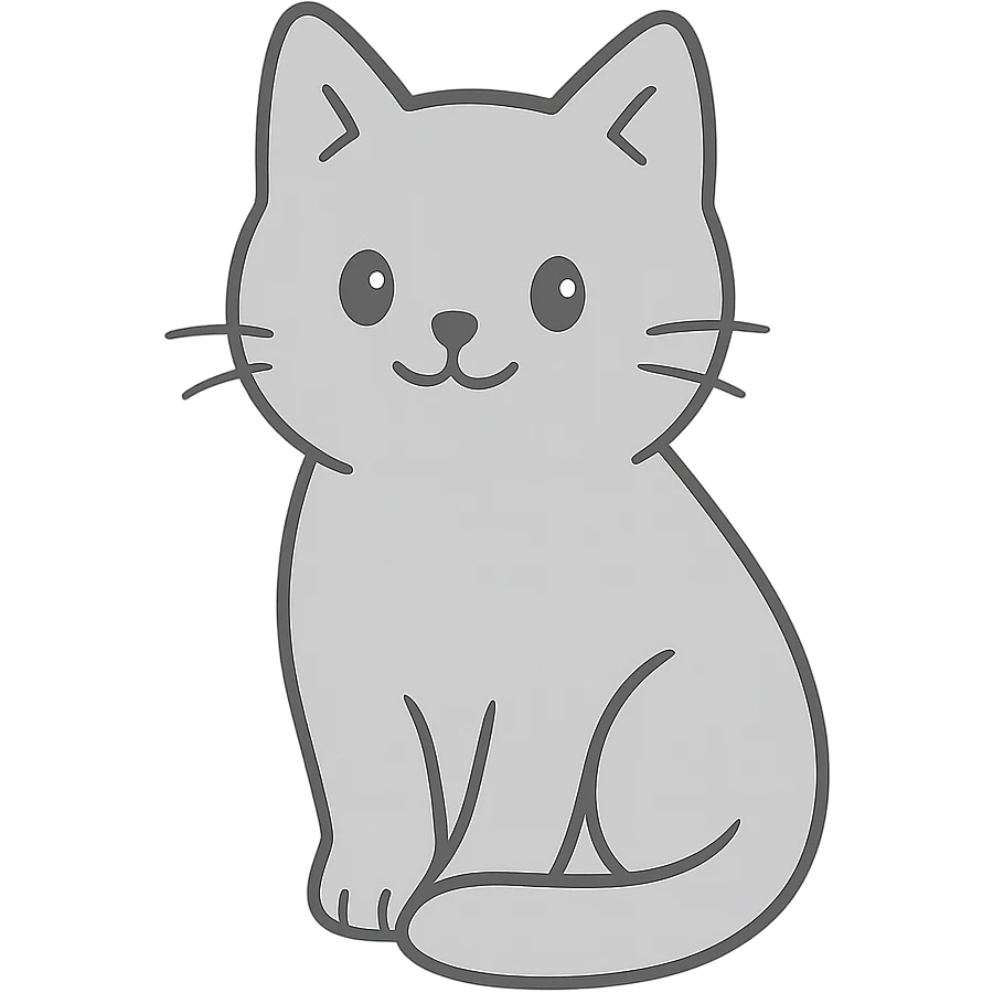 A cute cat sitting with its tail wrapped around its paws, looking peaceful with big eyes, minimalistic design with soft curves and simple shapes emoji